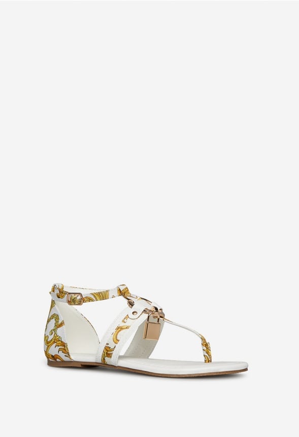 DEVINNE FLAT SANDAL Miami Print White