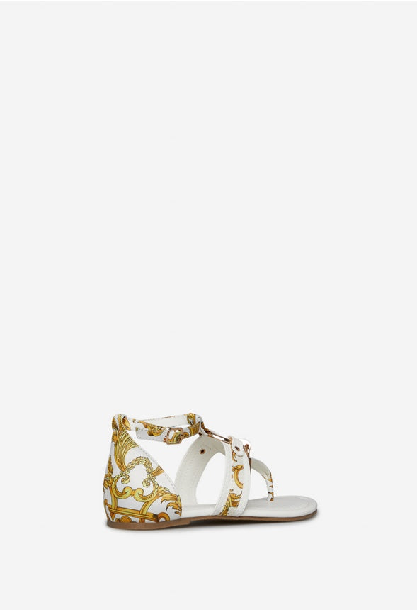 DEVINNE FLAT SANDAL Miami Print White