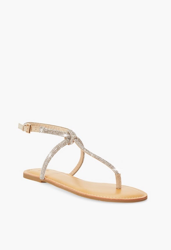 Ava Flat Sandal Beige Embellished