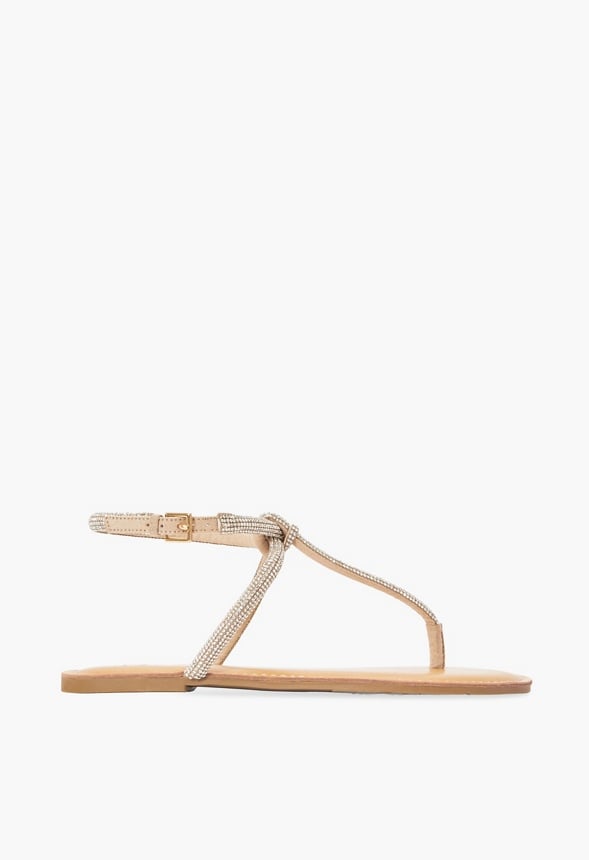Ava Flat Sandal Beige Embellished
