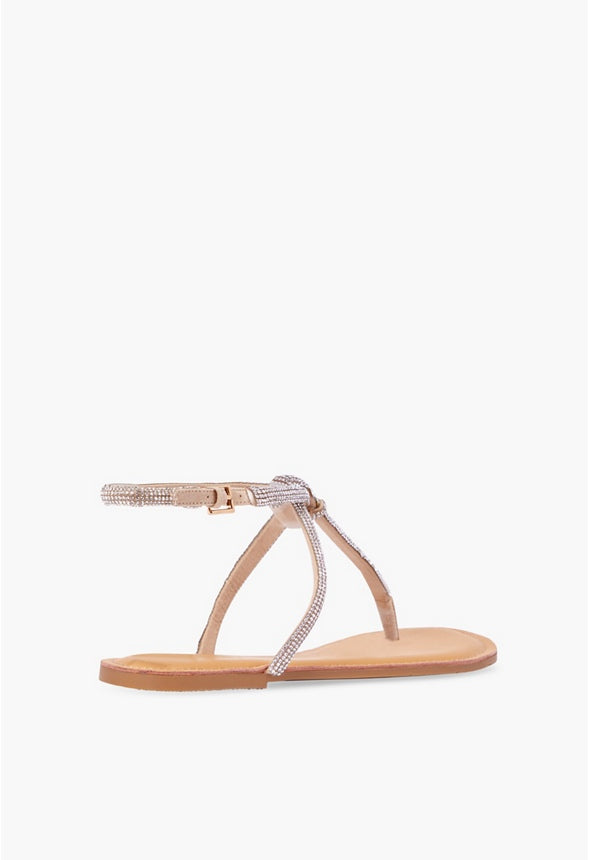 Ava Flat Sandal Beige Embellished