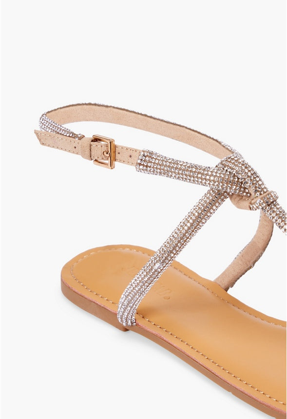 Ava Flat Sandal Beige Embellished