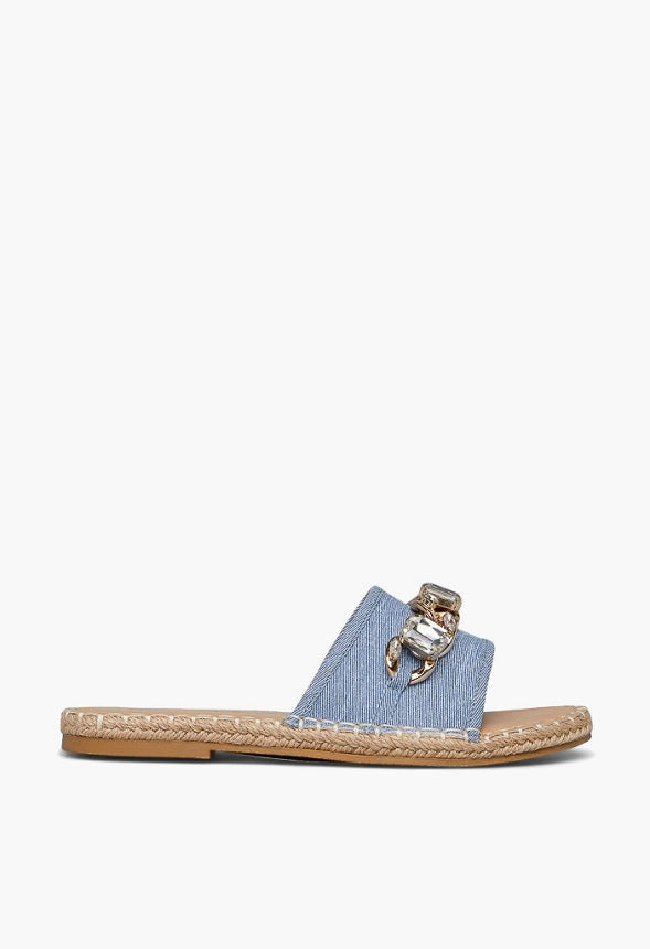 OZZIE FLAT SANDAL Recycled Denim