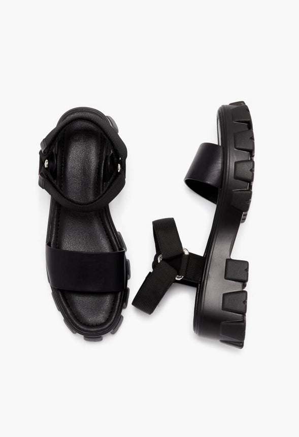 RILEY LUG SOLE SANDAL Black