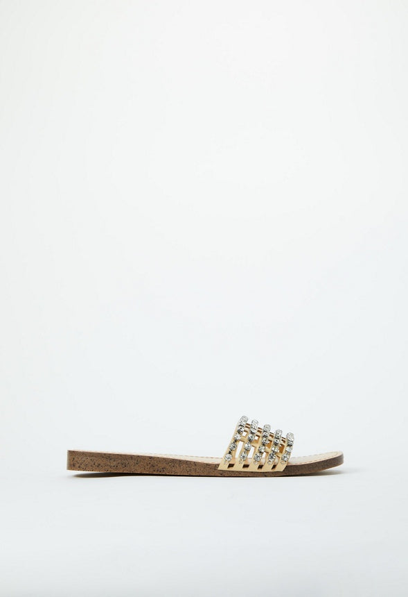 Stella Embellished Slide Sandal Semolina Beige