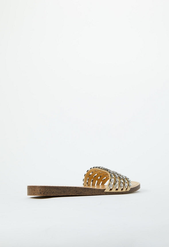Stella Embellished Slide Sandal Semolina Beige