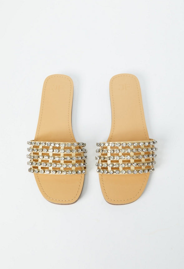 Stella Embellished Slide Sandal Semolina Beige