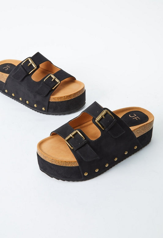 Abbie Platform Slide Sandal Black Caviar