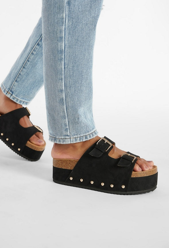 Abbie Platform Slide Sandal Black Caviar