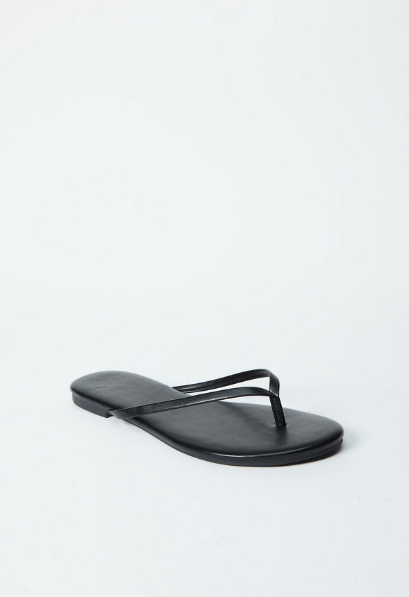 LAYLA FLAT THONG SANDAL Black Caviar