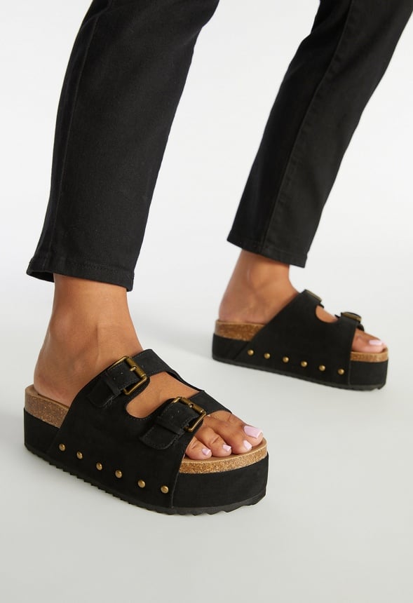 Abbie Platform Slide Sandal Black Caviar