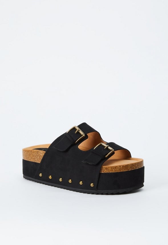 Abbie Platform Slide Sandal Black Caviar