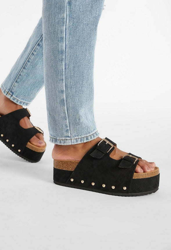 Abbie Platform Slide Sandal Black Caviar