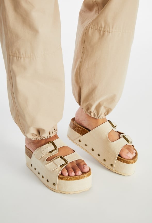 Abbie Platform Slide Sandal Semolina