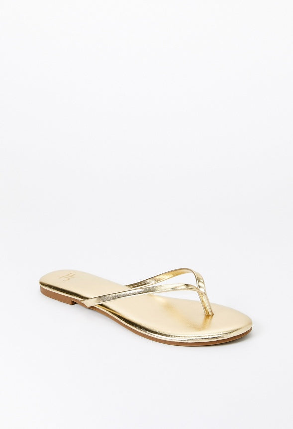 Layla Flat Thong Sandal Gold