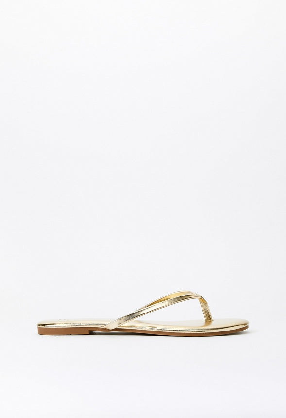 Layla Flat Thong Sandal Gold