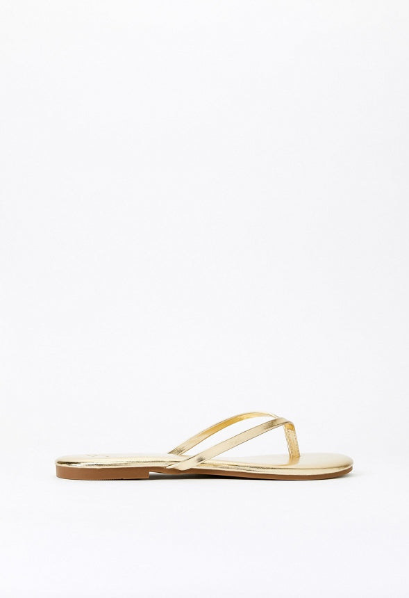 Layla Flat Thong Sandal Gold