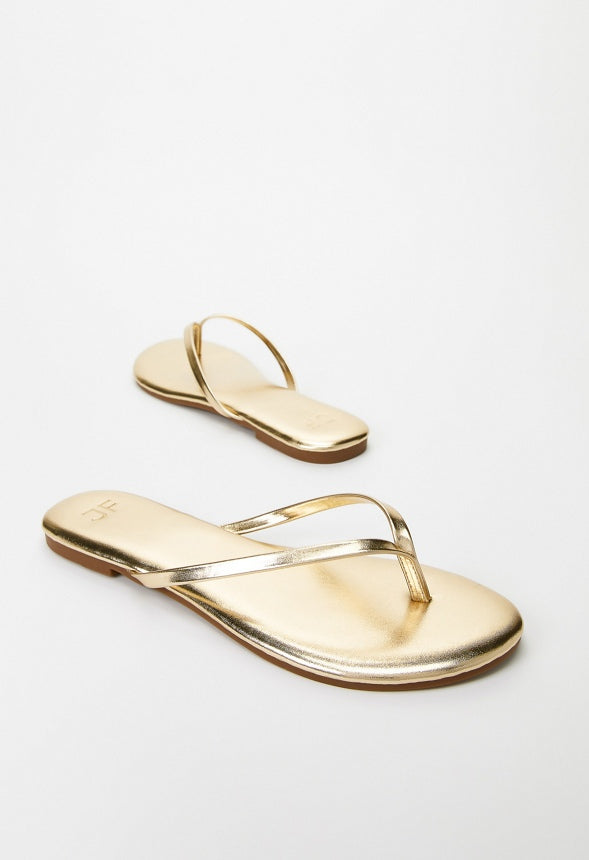 Layla Flat Thong Sandal Gold