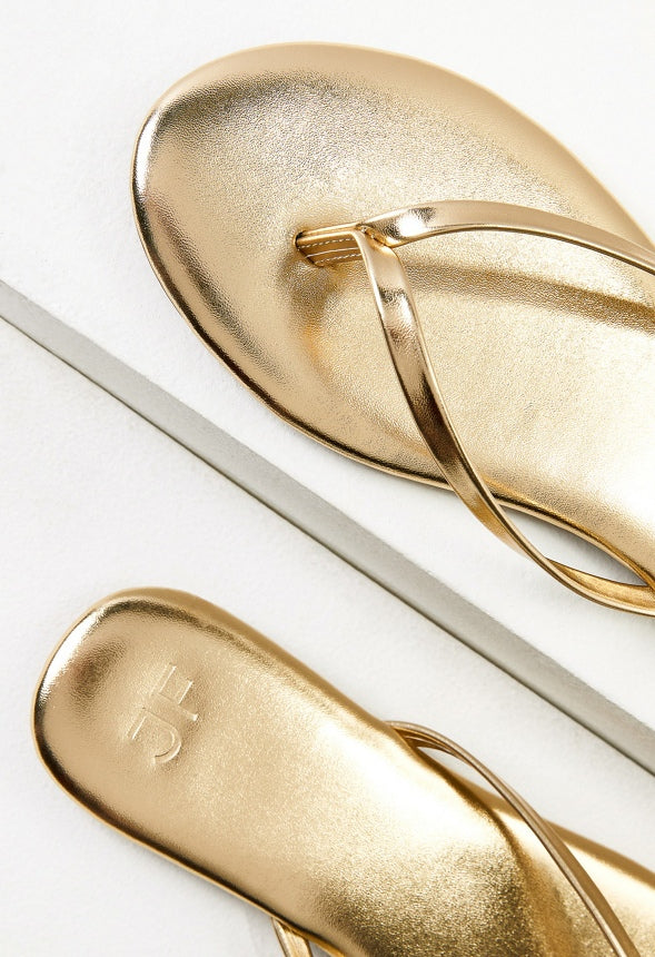 Layla Flat Thong Sandal Gold