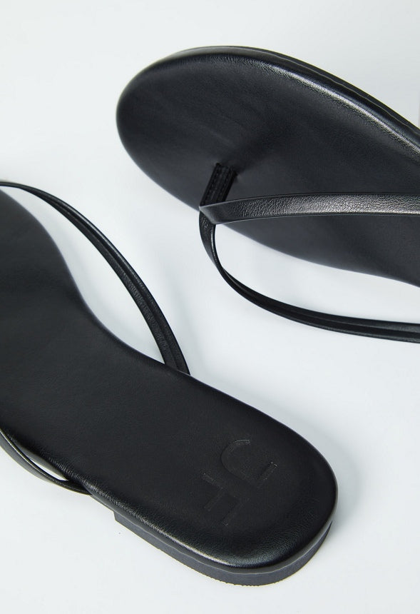 Layla Flat Thong Sandal Black Caviar
