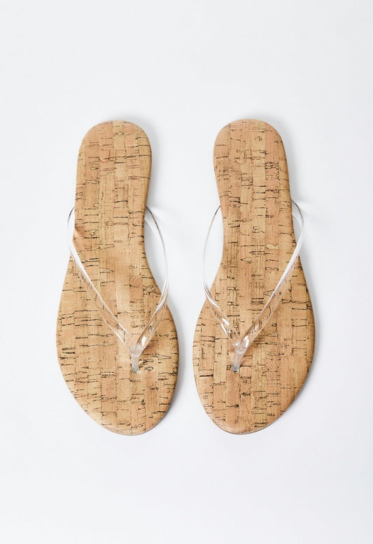 Layla Flat Thong Sandal Clear/Cork