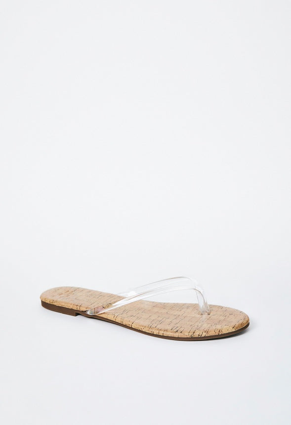 Layla Flat Thong Sandal Clear/Cork