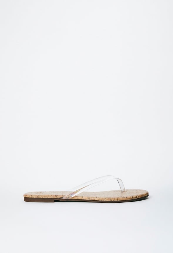 Layla Flat Thong Sandal Clear/Cork