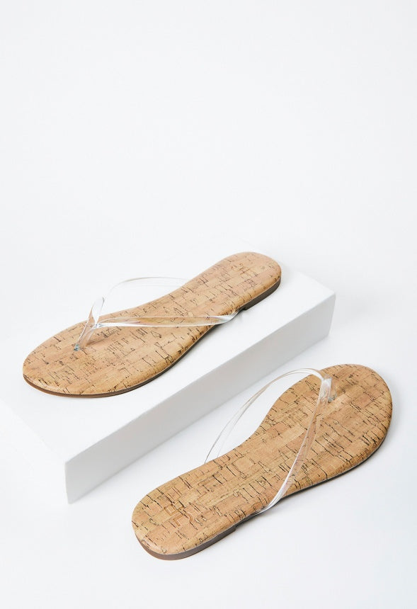 Layla Flat Thong Sandal Clear/Cork