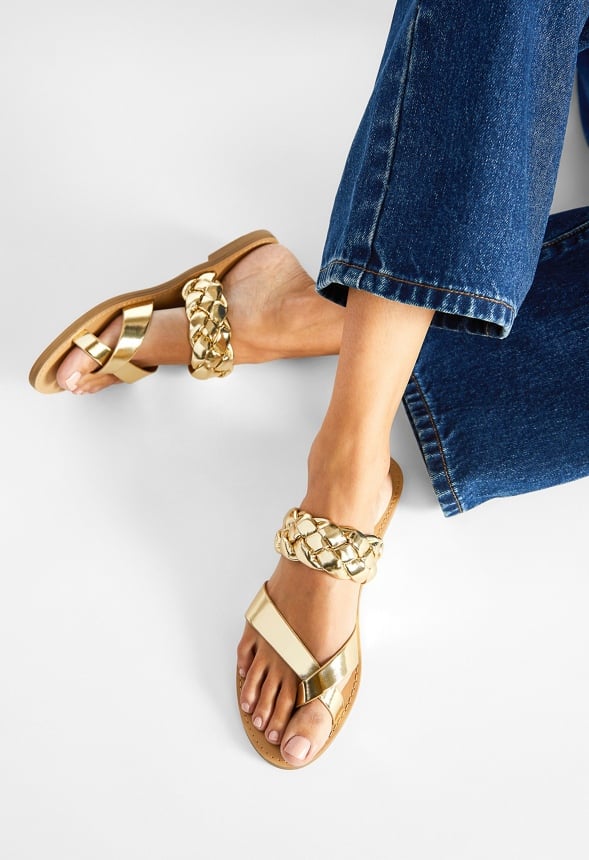 Suri Flat Slide Sandal Gold