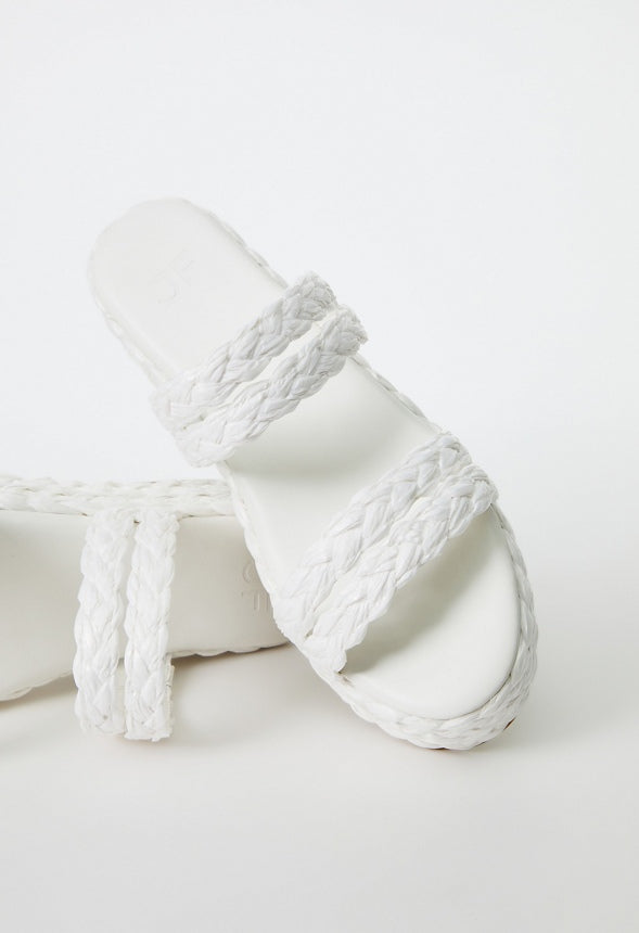 LANA RAFFIA FLAT SANDAL Bright White