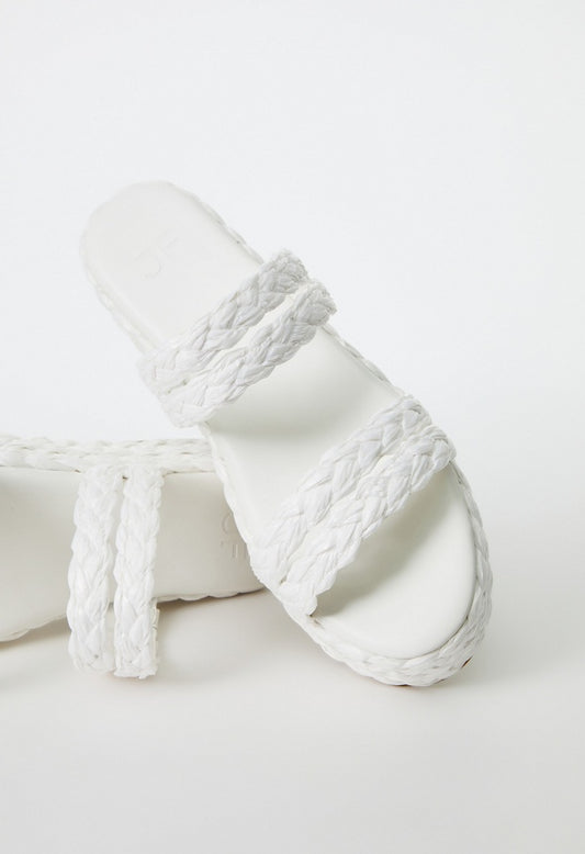 LANA RAFFIA FLAT SANDAL Bright White