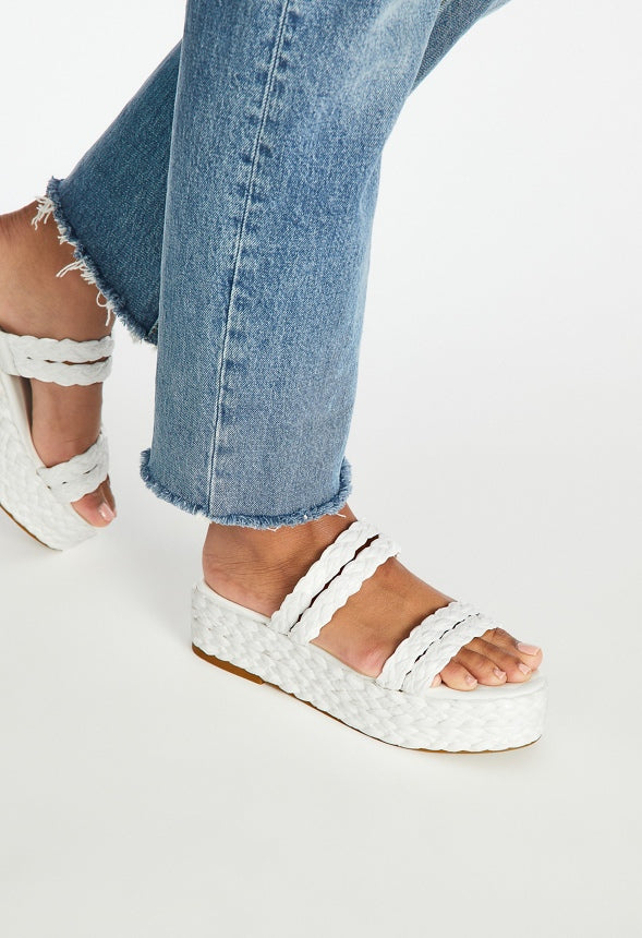 LANA RAFFIA FLAT SANDAL Bright White