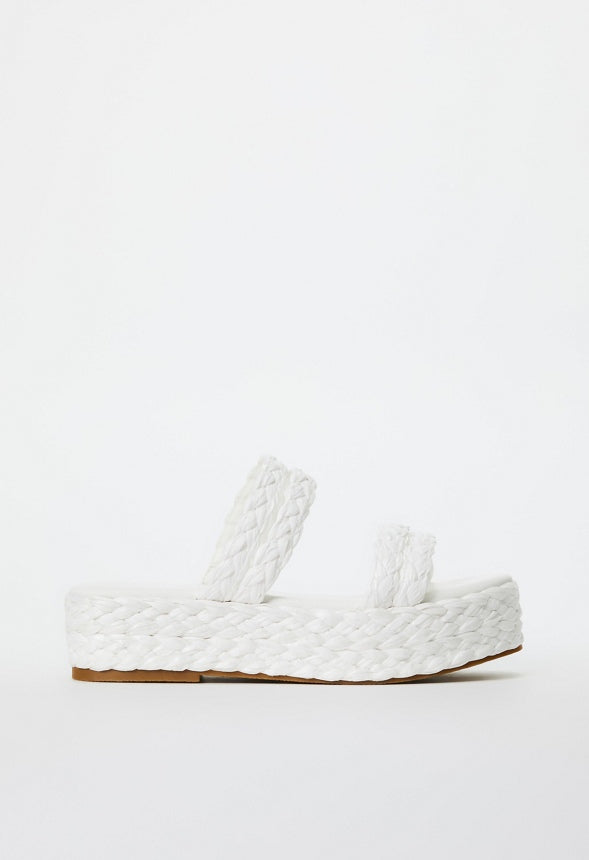 LANA RAFFIA FLAT SANDAL Bright White