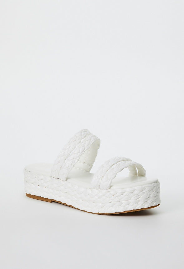 LANA RAFFIA FLAT SANDAL Bright White