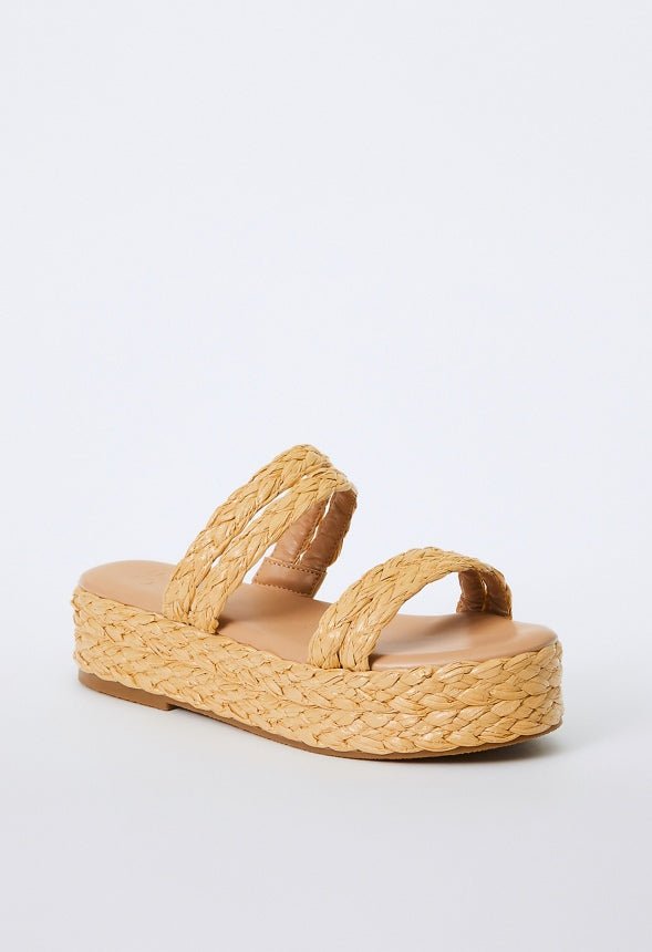 LANA RAFFIA FLAT SANDAL Natural