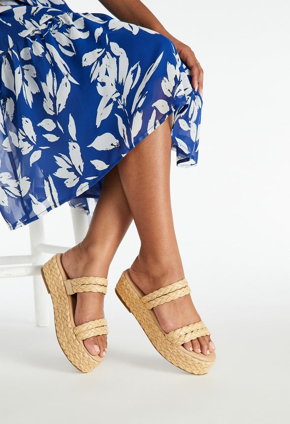 LANA RAFFIA FLAT SANDAL Natural