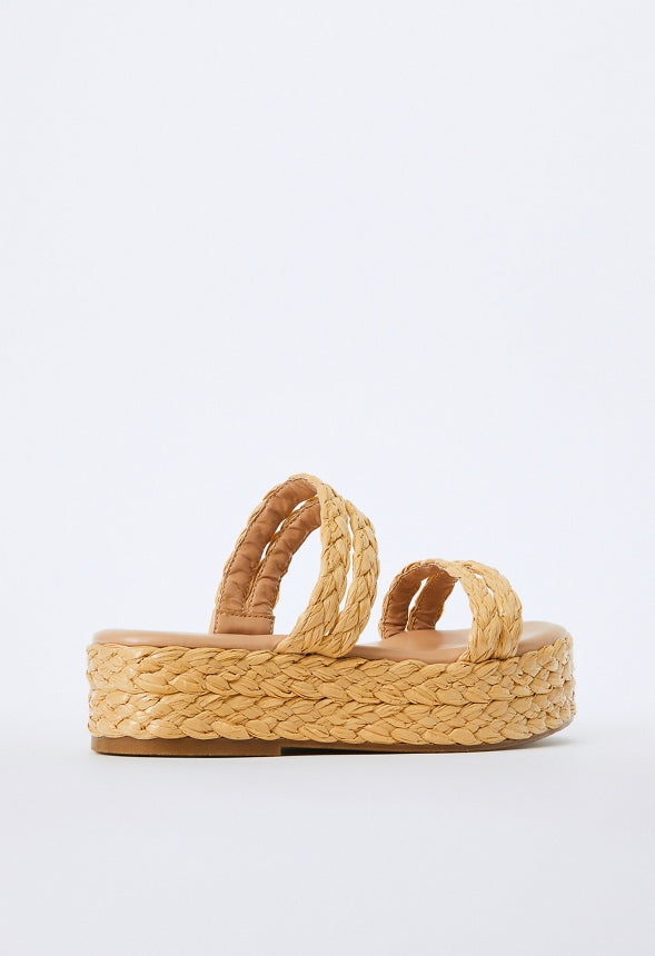 LANA RAFFIA FLAT SANDAL Natural