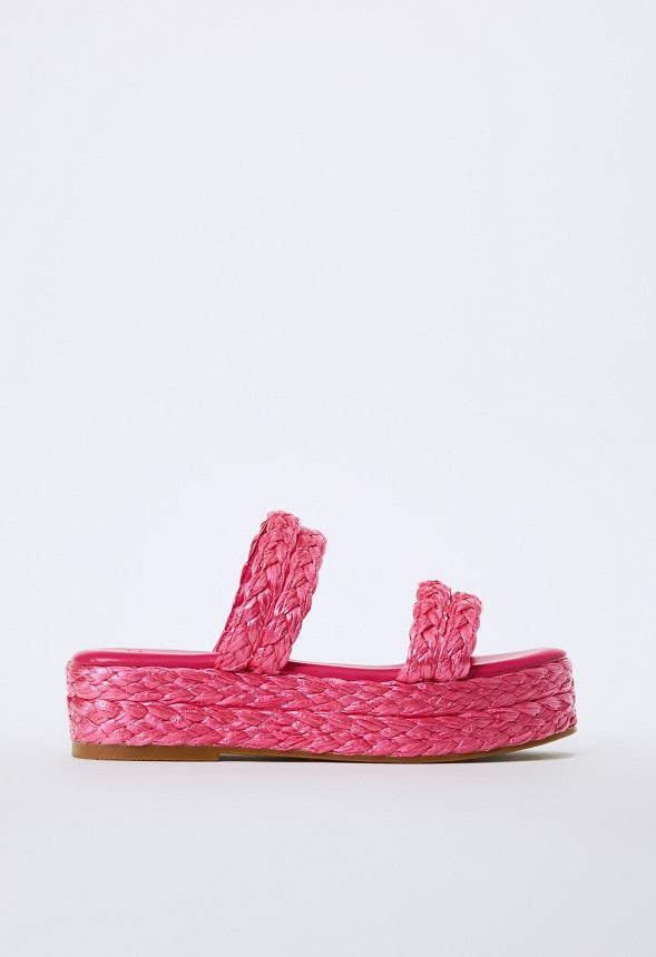 LANA RAFFIA FLAT SANDAL Fuchsia