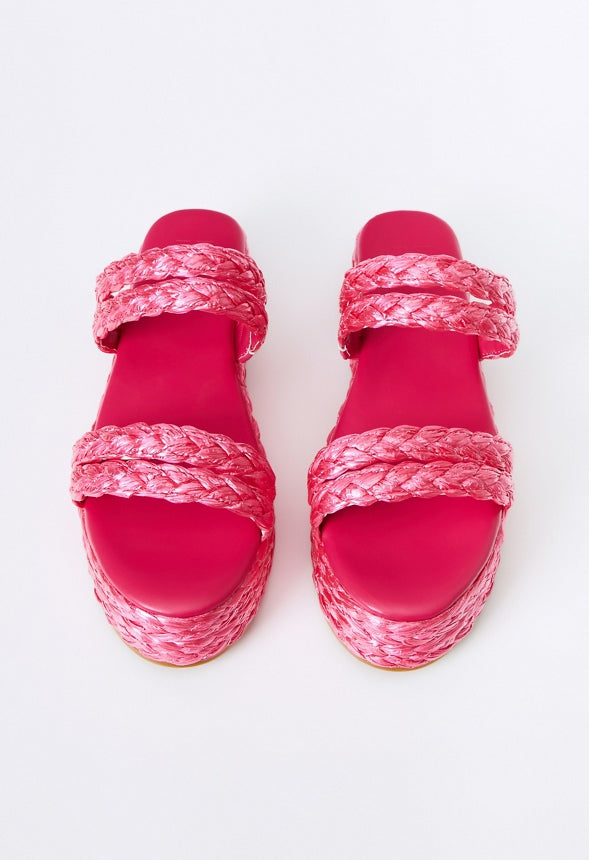 LANA RAFFIA FLAT SANDAL Fuchsia
