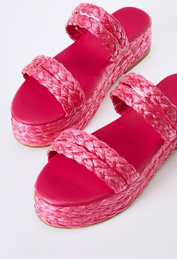 LANA RAFFIA FLAT SANDAL Fuchsia