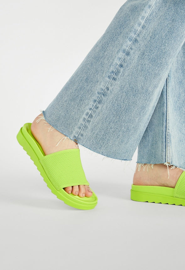 NELLIE SLIDE SANDAL Acid Lime