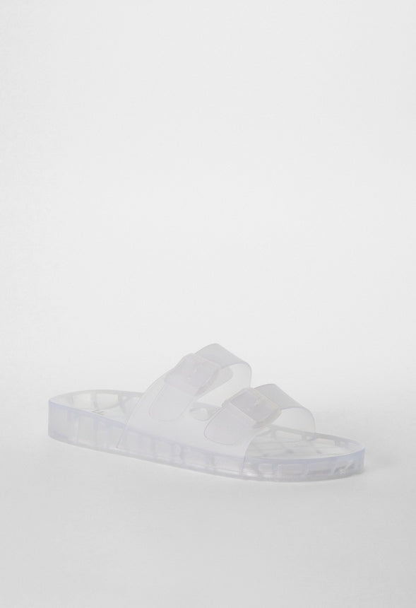 SADIE FLAT SLIDE SANDAL Clear