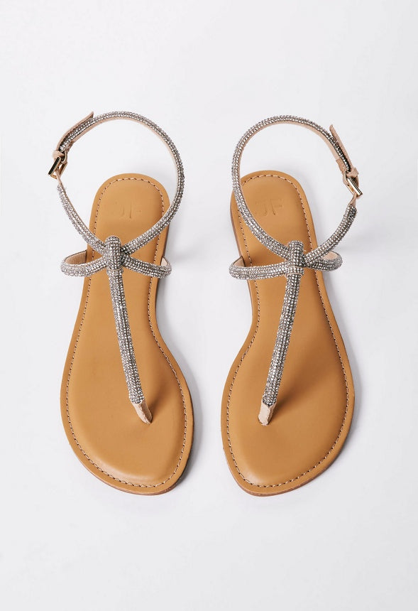 Ava Flat Sandal Beige Embellished