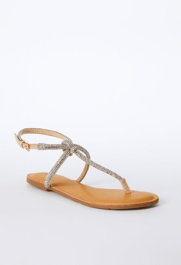 Ava Flat Sandal Beige Embellished