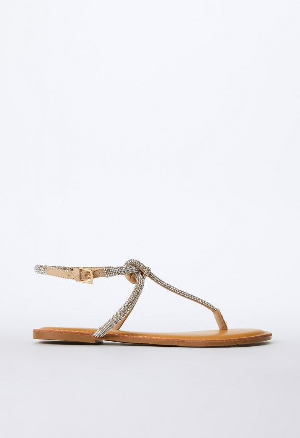 Ava Flat Sandal Beige Embellished