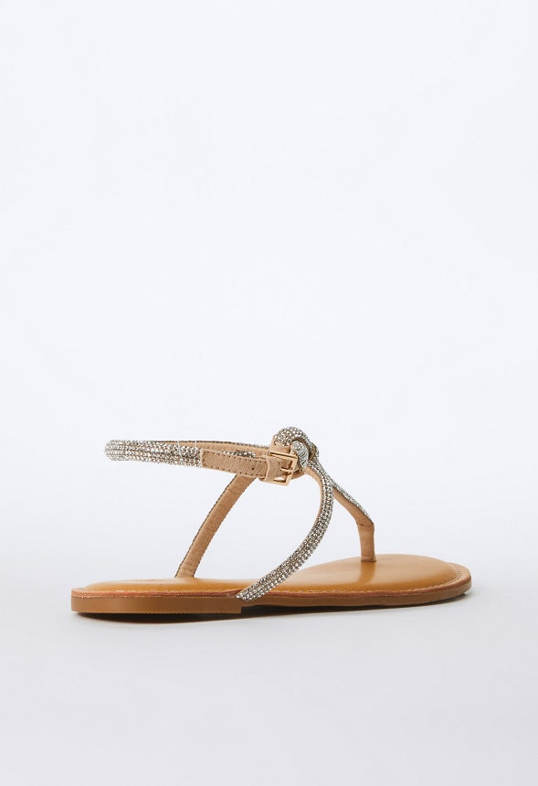 Ava Flat Sandal Beige Embellished