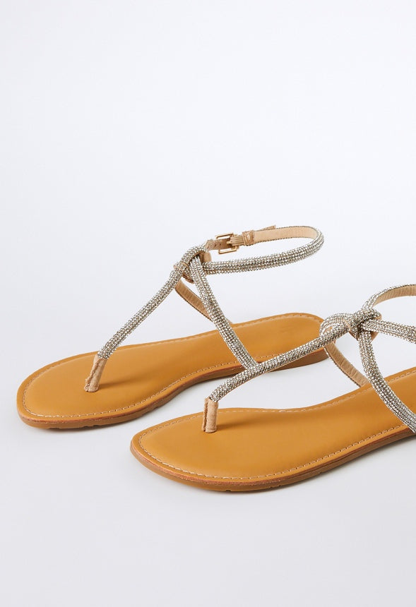 Ava Flat Sandal Beige Embellished