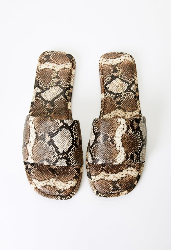 Halle Flat Slide Sandal Brown Multi