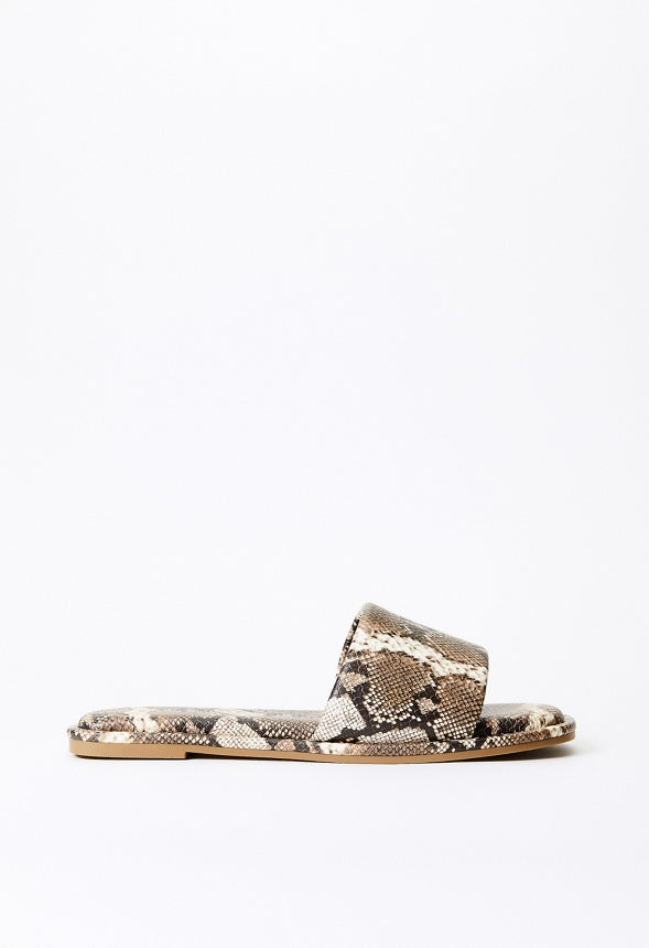 Halle Flat Slide Sandal Brown Multi