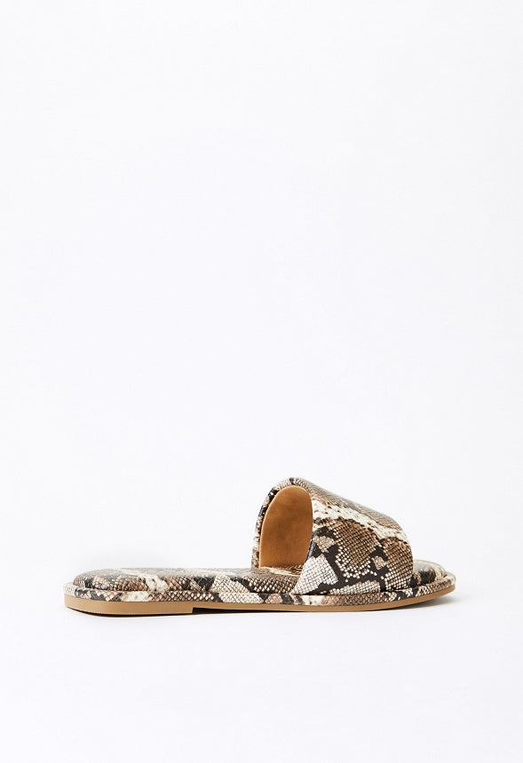 Halle Flat Slide Sandal Brown Multi